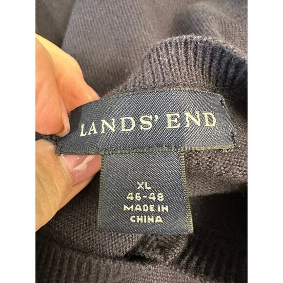 Vintage Lands' End Cotton Cashmere Sweater Mens XL 46-48 Blue V Neck Pullover - Picture 8 of 8